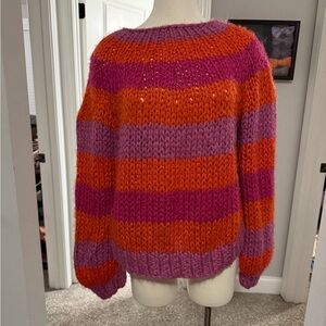 FRNCH Vibrant Striped Sweater in Pink and Orange